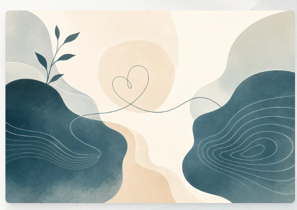 Ilustração abstrata representando conexão emocional e acolhimento